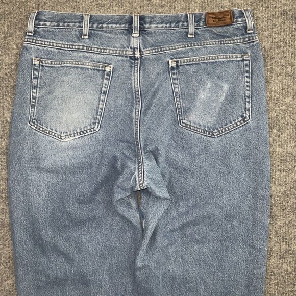 L.L.Bean Jeans Mens Size 38 Blue Denim Flannel Lined Straight Medium Wash - Picture 8 of 10